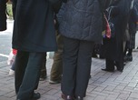 Tokyoites queuing for a bite