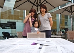 Mothers against radiation: (L to R) Toshiko Yasuda, her daughter, and a protestor in arms