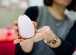 Have you guessed what it is yet? Tenga employee Yuko Watanabe holds one of the company’s new Iroha vibrators